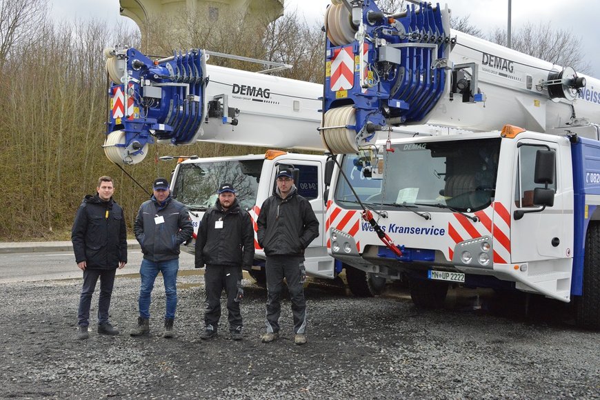 Demag AC 300-6 and AC 220-5 all terrain cranes for Weiss Kranservice